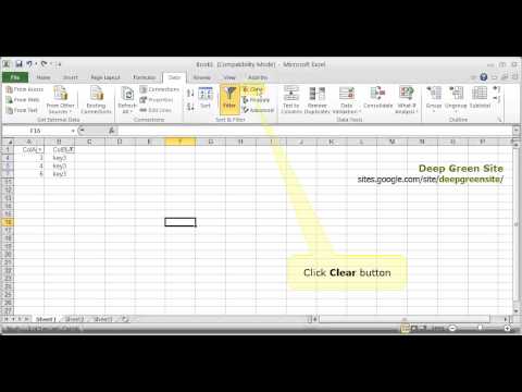how to remove filter in excel