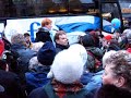 president of finland, tarja halonen on the campaign trail in january. this is the last secons of her speech to the people in three blacksmith's square helsinki. she was reelected.