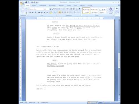 how to format a tv script example