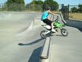 Ricky Boster and John Fifer riding pit bikes at the Red Bluff skatepark