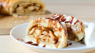Простой яблочный штрудель из слоеного теста ☆ Apple strudel