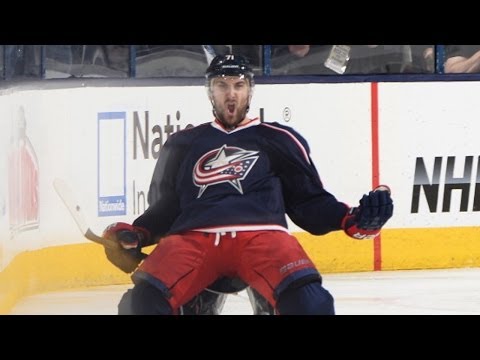 winner - Columbus Blue Jackets forward Nick Foligno rips a distant shot past Pittsburgh Penguins goalie Marc-Andre Fleury to win the game in overtime for the Jackets.