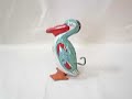 VINTAGE J. CHEIN Waddle PELICAN TIN WIND-UP TOY