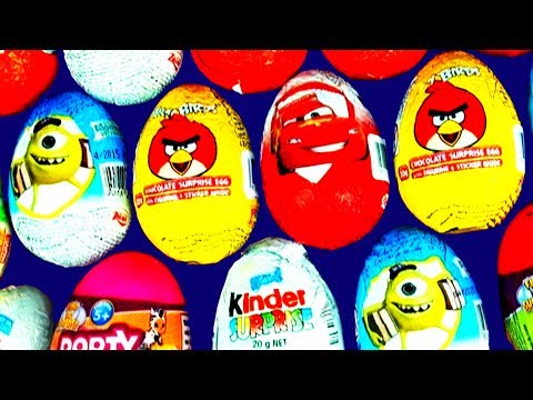 Surprise Eggs Kinder Disney Princess Cars Spongebob Angry Birds Play Doh Mickey Minnie Barbie Thomas