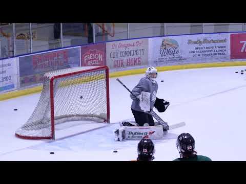Anton on the ice with the AJHL Drumheller Dragons at age 15