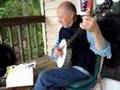 Banjo on the Lake House deck, Ananda Ashram