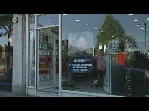 kim - Subscribe to ITN News: http://bit.ly/1bmWO8h A west London hair salon owner had a couple of surprise visitors this week when two North Korean officials turne...