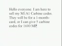 Selling M1A1 Carbine Codes!!