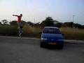 carflip on jumping stilts by Lidor Lahav!