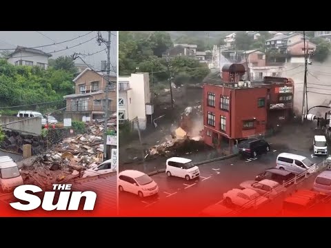 Shocking moment horrifying landslide buries everything in its path in