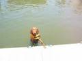 A vizsla named bond learning to dock jump