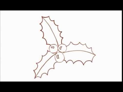 how to draw holly leaves