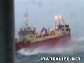 Boat in a huge storm at sea