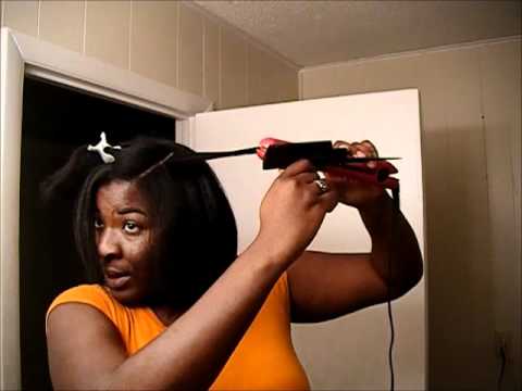 silk wrap - Flat Ironed Silky Natural Hair and silk wrap.