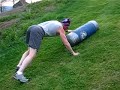 Bodyweight training- bear crawls and 100lb heavy bag. Bodyweight training- bear crawls and 100lb heavy bag.