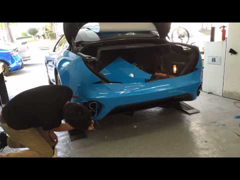 Ferrari California – Avery Supreme film wrap install – Rear Bumper