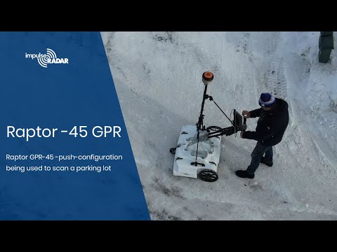 Raptor-45 push-cart (8-channel) configuration being used to scan a snow covered parking lot.