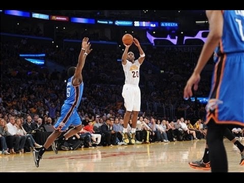 Thunder - Lakers highlights: http://www.nba.com/video/lakers Jodie Meeks scored a career-high 42 points to lead the Los Angeles Lakers over the Thunder. Visit nba.com/...