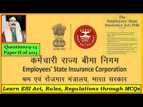 #mcq 9-15 #esi #act #1948 #question #paper II #ldce #india #esic #upsc #benefits #bpsc #new