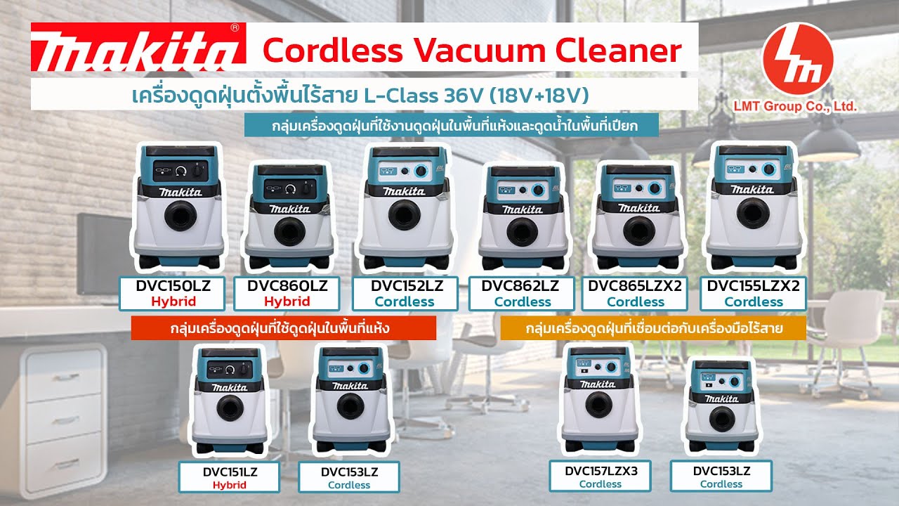 Makita Cordless Vacuum Cleaner L-Class เครื่องดูดฝุ่นตั้งพื้นไร้สาย 36V (18V+18V)