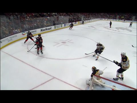 Video: Ducks' Manson banks a goal off Chara's foot