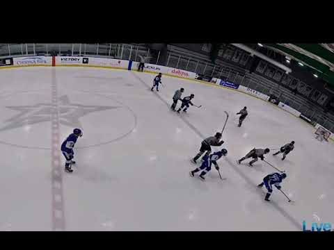 #44 left blue D breakout then join the rush for rebound goal