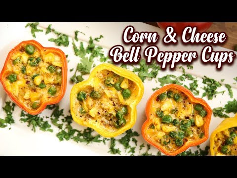 Corn n Cheese Bell Pepper Cups – How To Make Stuffed Bell Peppers – Sonali – Stop Motion Cooking