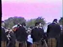 tune up and performance of the medley section by the 78th fraser highlanders pipe band at the 1987 world pipe band championships in glasgow, scotland - first non-scots band to win the event