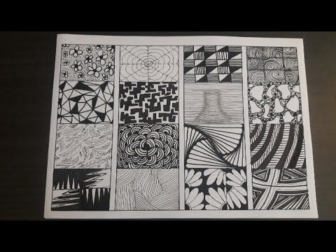 16 kolay zentangle / zentangle art / doodle desenleri / zentangle patterns / çizgi çalışması / art
