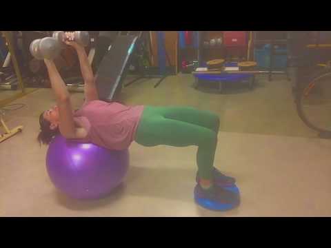 How to… Bench press on a ball, feet on a disc