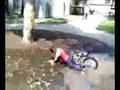 biking into a puddle