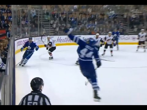 Morgan Rielly Great Jump to Keep the Puck in the Zone (10/26/15)