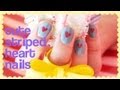 Cute Heart Striped Nails