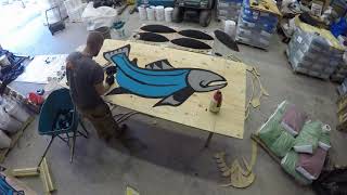 Timelapse of Noel Brown’s Coho salmon design, to be set into the rubber playground surface.