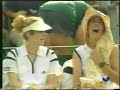 while she was playing, a male streaker ran out...nude