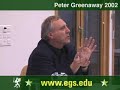 http://www.egs.edu/ peter greenaway, director, filmmaker and composer talking about the relationship of music, sound, image, film, and cinema; films without sound, silent films, the slavery of music and the perfect symbiosis between creator, director, filmmaker, musician, and composer. peter greenaway speaking about his collaboration with michael nyman, the dictatorship of picture or sound, the pleasure principle, sampling and the slavery of music, misery and suspense. open video lecture of director peter greenaway at european graduate school egs. media and communication studies program department. saas-fee switzerland 2002. peter greenaway.

peter greenaway, cbe born 5 april 1942 is a welsh-born english film director. peter greenaway was born in newport, monmouthshire, wales, and grew up in essex, england. his family left south wales when he was three years old. at an early age greenaway decided on becoming a painter. he became interested in european cinema, focusing first on that of bergman, and then on french nouvelle vague film-makers such as godard, and most especially resnais.

peter greenaway shot the following shorts: death of sentiment 1962, 8 min, tree 1966, 16 min, train 1966, 5 min, revolution 1967, 8 min, 5 postcards from capital cities 1967, 35 min, intervals 1969, 7 min, erosion 1971, 27 min, h is for house 1973, 10 min, windows 1975, 4 min, water wrackets 1975, 12 min, water 1975, 5 min, goole by numbers 1976, 40 min, dear phone 1978, 17 min, vertical features remake 1978, 45 min, a walk through h: the reincarnation of an ornithologist 1978, 41 min, 1-100 1978, 4 min, making a splash 1984, 25 min, inside rooms: 26 bathrooms, london & oxfordshire 1985, 26 min, hubert bals handshake 1989, 5 min, rosa 1992, 15 min, lumi�re et compagnie fragment 