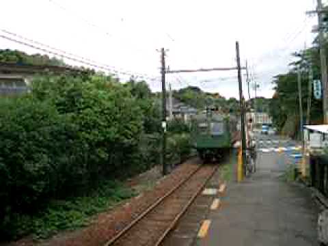 熊本電鉄の元東急５０００系、かんかんざか駅に到着