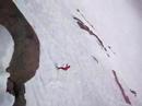 Carolee skiis a steep one
