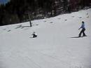 wiping out friend on skis