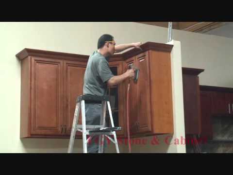 how to fasten crown molding to cabinets