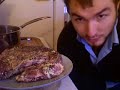 today i am cooking a pepper steak.  you will needsteak (i used a porterhouse, but you can do this with any steak)1/2 cup cracked pepper corn saltground pepperoil for cooking