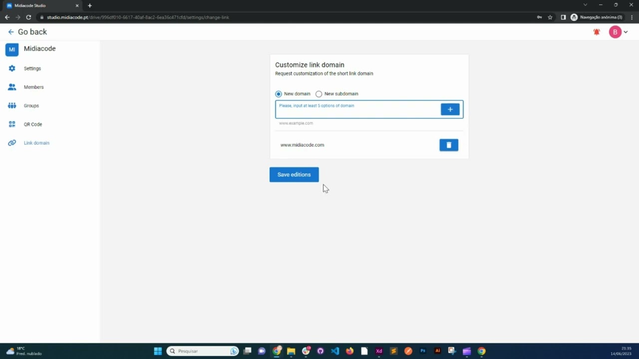 Customization of Link Domain - How to customize the domain of the link