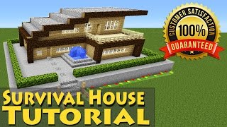 Minecraft: Easy Modern Wooden Survival House Tutorial #1 / How to Build / Starter /