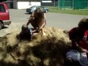 noah and jordan playing in sand