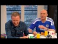 And there's another naked gardening picture.... Last week, Tim and Simon had a beat that whichever team lost in the FA Cup Final, the supporting of the losing side (Simon, for Liverpool) had to wear the opposition's football strip. The second piece from 3:06 is the post-credits segment. (C) Channel 4 2012