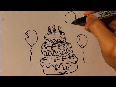 how to draw birthday cake
