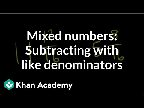 Subtracting mixed numbers with like denominators