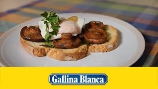 Tosta de huevo pochado y setas