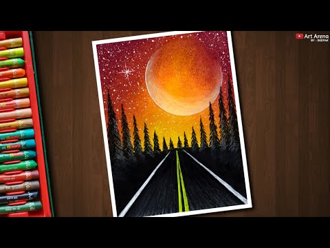 Drawing A Red Night Road With Scenary By Art Arena Videos my art magazine