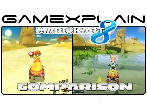 Mario - http://www.GameXplain.com How does Mario Kart 8's Dry Dry Desert GCN Retro track's graphics compare to the original from Mario Kart: Double Dash on the GameC...